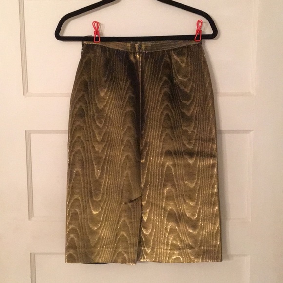 Vintage Michael Kors Gold Lamé Pencil Skirt - Picture 3 of 8